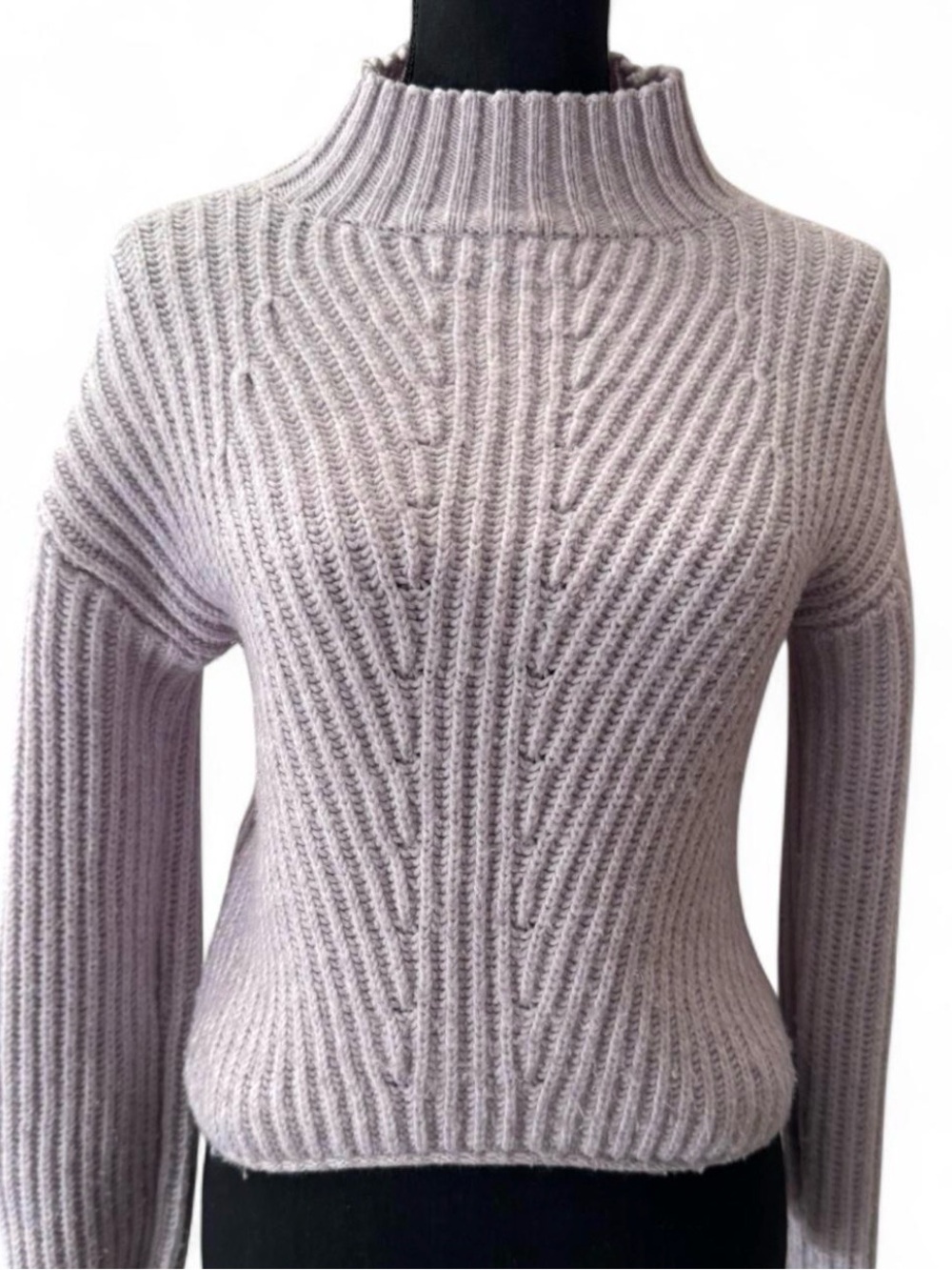 Ribbed Mock Neck Sweater in Light Lavender